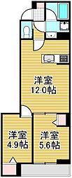 セレスティア六町IV 2LDKの間取図画像