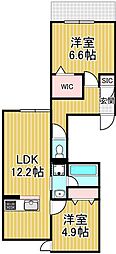 セレスティア東保木間II 2LDKの間取図画像