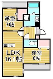 リジエル 2LDKの間取図画像
