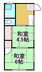 佐野南荘 2Kの間取図画像