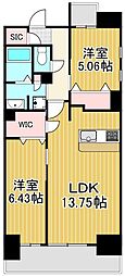 アーバンパーク谷在家 2LDKの間取図画像