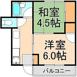第2ペガサスB 2Kの間取図画像