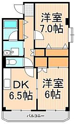 アクアコースト 2DKの間取図画像