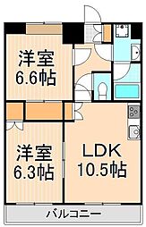 ベルメゾン晃和 2LDKの間取図画像