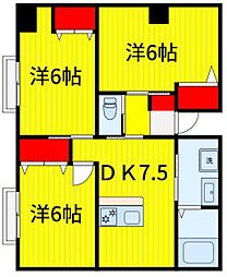 山一宮城ステーツ 3DKの間取図画像