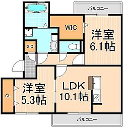 グランドゥールシャルマン 2LDKの間取図画像