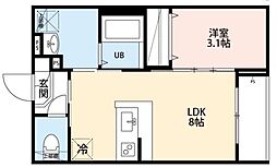 足立区六町3丁目アパート 1LDKの間取図画像