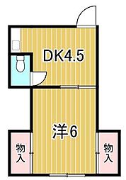 山口アパート 1DKの間取図画像