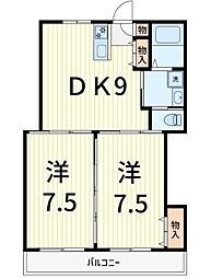 ガーデンハマ 2LDKの間取図画像