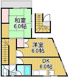 パラダイム堀之内 2DKの間取図画像