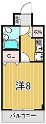 グリーンハイツ 1Kの間取図画像