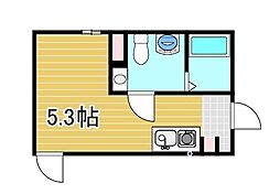 オアシス五反野 ワンルームの間取図画像