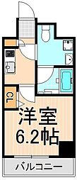 メインステージ千住中居町 1Kの間取図画像