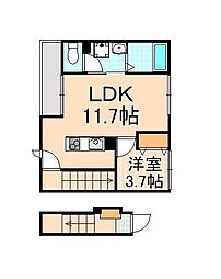 カレント六笠 1LDKの間取図画像