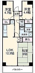 プロスペール谷塚二番館 3LDKの間取図画像