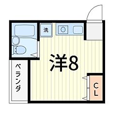 リバティハイツ ワンルームの間取図画像