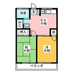 コーポ清樹2 2DKの間取図画像