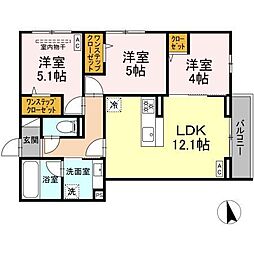 アクシス 3LDKの間取図画像