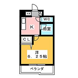 レシェンテルミエール 1Kの間取図画像