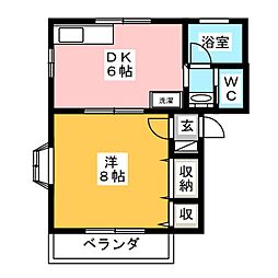 プランドール 1DKの間取図画像