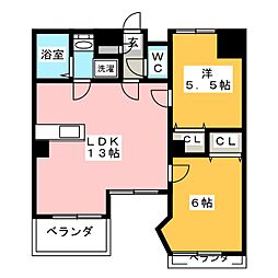 Viora溝ノ口 2LDKの間取図画像