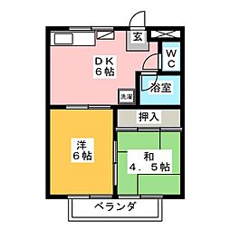 明神コーポ 2DKの間取図画像