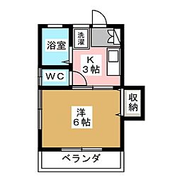 ベルゾーネアモール 1Kの間取図画像