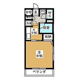 コーラル宮崎台 1Kの間取図画像