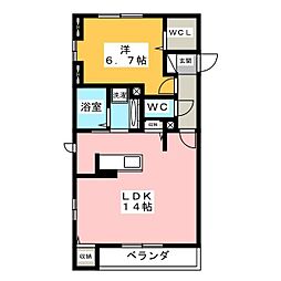 メゾンヴィクトワール梶ヶ谷 1LDKの間取図画像
