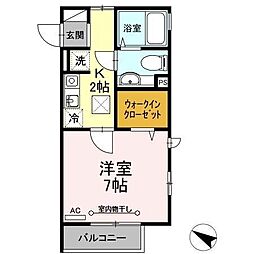 シャルマン 1Kの間取図画像