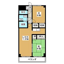 鷺沼ビラスズキ2号館 2LDKの間取図画像