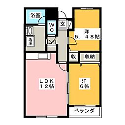 グランドソレーユ 2LDKの間取図画像