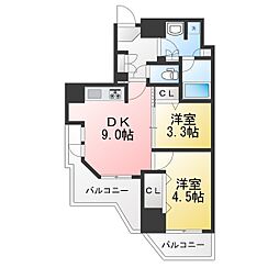 Due二子新地 2DKの間取図画像