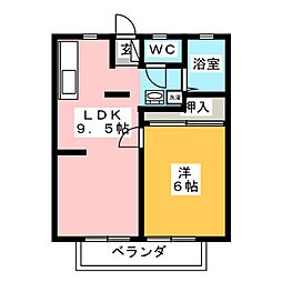 光喜ハイツA棟 1LDKの間取図画像