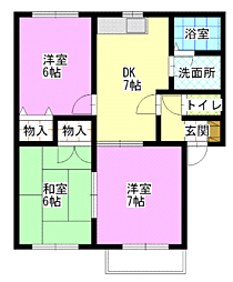 プロメナーデ黒住B 3DKの間取図画像