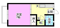 サンコーポ東古松 1Kの間取図画像