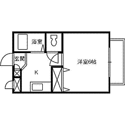 リューハイツ 1Kの間取図画像