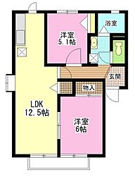liber-TA 2LDKの間取図画像