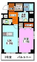 ハートフル医大西 1LDKの間取図画像