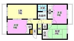 エクセル新福A 3LDKの間取図画像