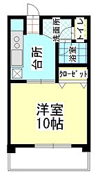 サン・サイド山部 1Kの間取図画像