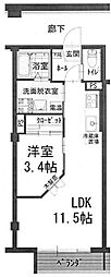 ウィンクルム東古松B棟 1LDKの間取図画像