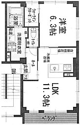 ウィンクルム東古松A棟 1LDKの間取図画像