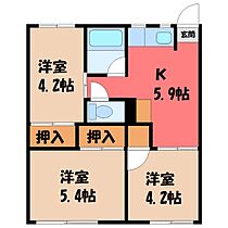 ハイツ玉山  ｜ 栃木県宇都宮市平松本町（賃貸アパート3K・1階・42.36㎡） その2