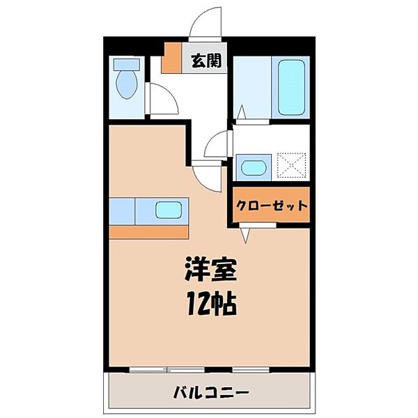 クライムドア ｜栃木県宇都宮市川田町(賃貸マンション1R・1階・34.65㎡)の写真 その2