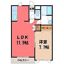 クラウドヒルズ  ｜ 栃木県宇都宮市鶴田町（賃貸マンション1LDK・2階・48.07㎡） その2