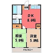 ハイツカミハラ II  ｜ 栃木県宇都宮市西川田町（賃貸アパート2DK・2階・42.42㎡） その2