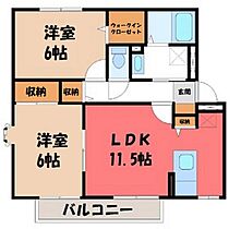 コーポセブン B  ｜ 栃木県宇都宮市鶴田2丁目（賃貸アパート2LDK・2階・55.43㎡） その2