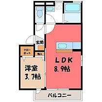 ルシール細谷 B  ｜ 栃木県宇都宮市細谷町（賃貸アパート1LDK・2階・32.09㎡） その2