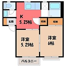 ニューエリール篠塚 A  ｜ 栃木県宇都宮市下栗1丁目（賃貸アパート2K・2階・38.50㎡） その2